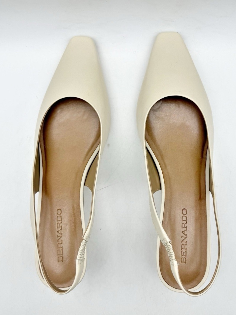 Bernardo Cream Square-Toe Slingback Flats
